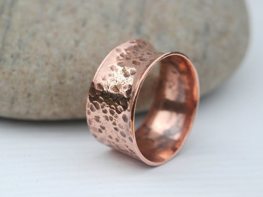Chunky Forged Copper Ring, His or Hers, size U