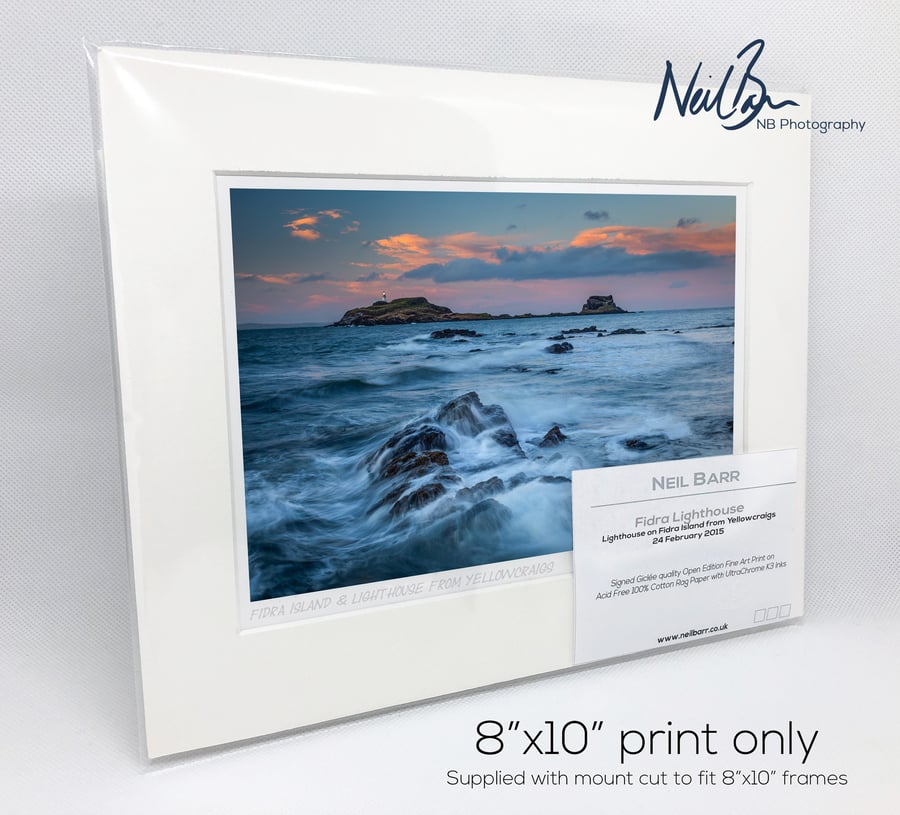 Lighthouse on Fidra Island from Yellowcraigs - A5 (10" x 8") Unframed Print