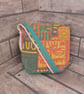 Upcycled Coffee Sack - Mini Shoulder Bag - Green and orange pattern - Image 2