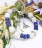 Lapis Lazuli And Agate Memory Wire Beaded Bracelet - Image 1