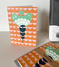 Set of 4 Cards – Fox, Bird, Daisy & Leaf Designs, From original Lino print,Blank - Image 3