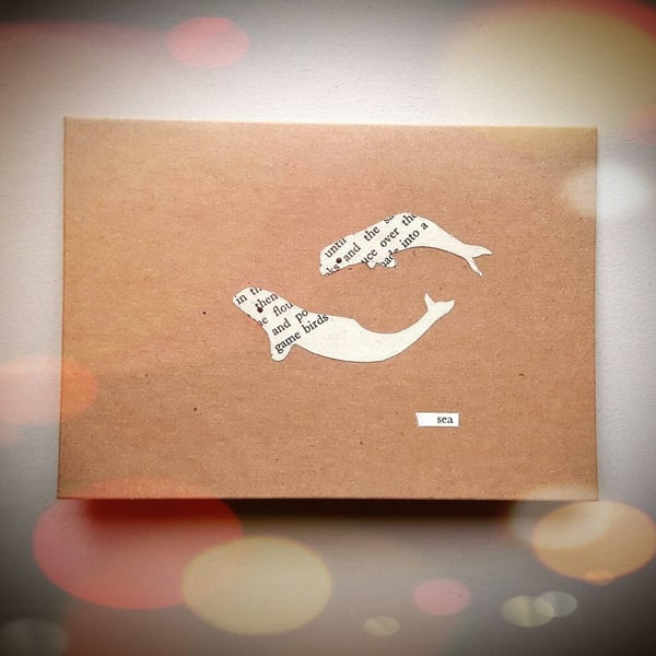 Dancing Beluga Whales Story Card - Handmade Papercut Ocean Fairytale Art Gift