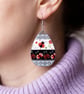 Ladybird Teardrop Earrings – Handmade Washi Dangles with Silvery Finish - Image 2