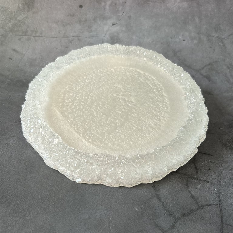 Drusy Edge Resin Tray, Pearl Mist Trinket Dish Geode Style Home Décor