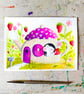 Original Mouse Painting - Strawberry Gouache Painting - One of a kind