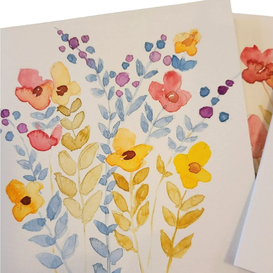  Hand painted Watercolour Flower Card. Flower I. 