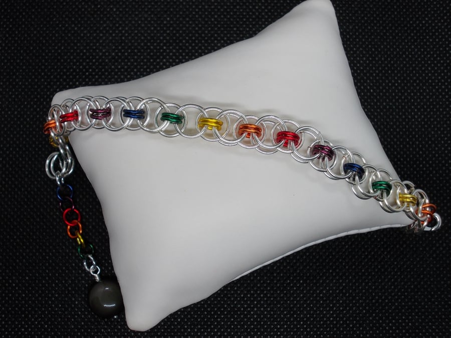 SALE - Coloured helm's weave bracelet