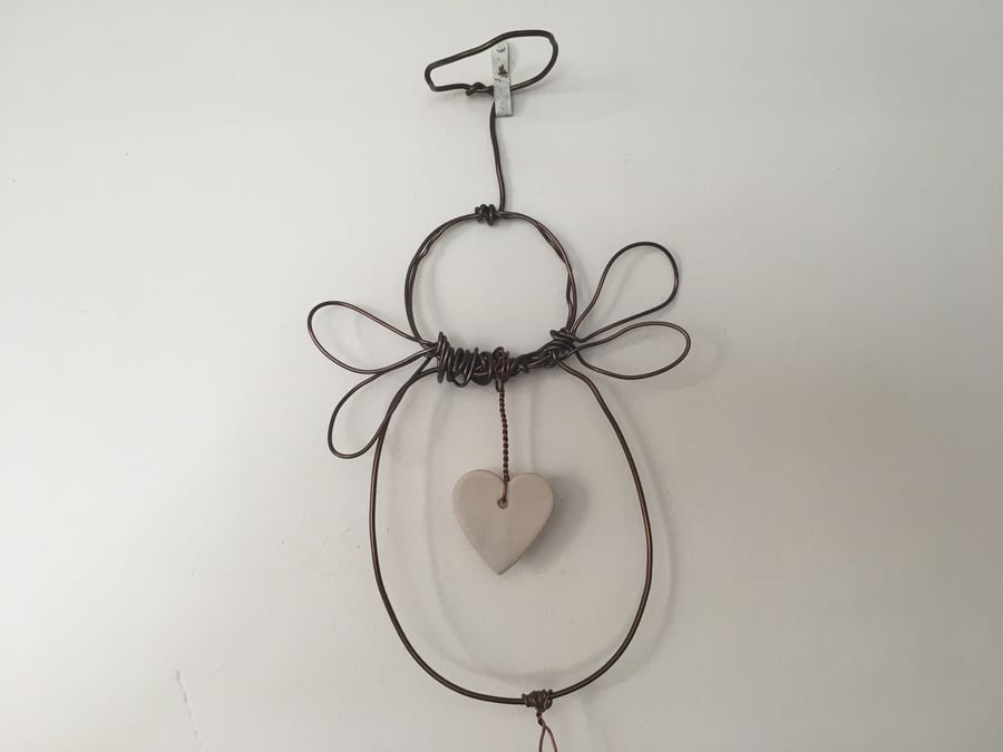 Wire art angel, christmas tree topper, christmas decoration, angel heart