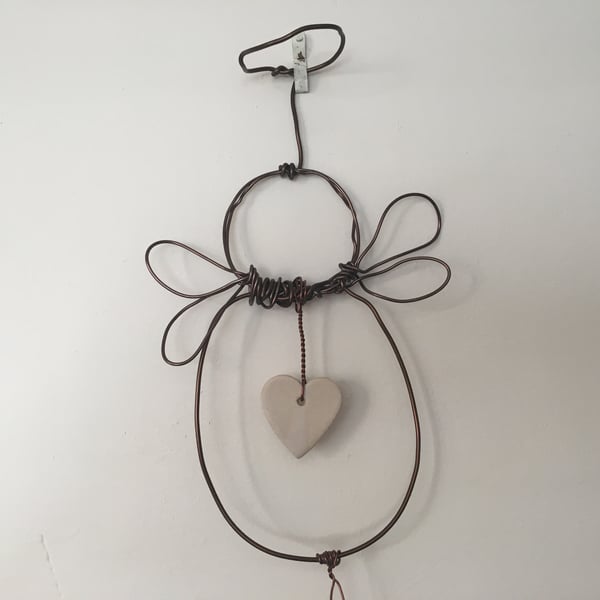 Wire art angel, christmas tree topper, christmas decoration, angel heart
