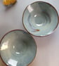 Textured conical slab made pottery bowl in blue with brown highlights  - Image 7