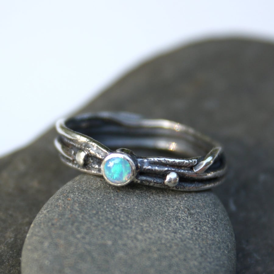 silver and opal ring 