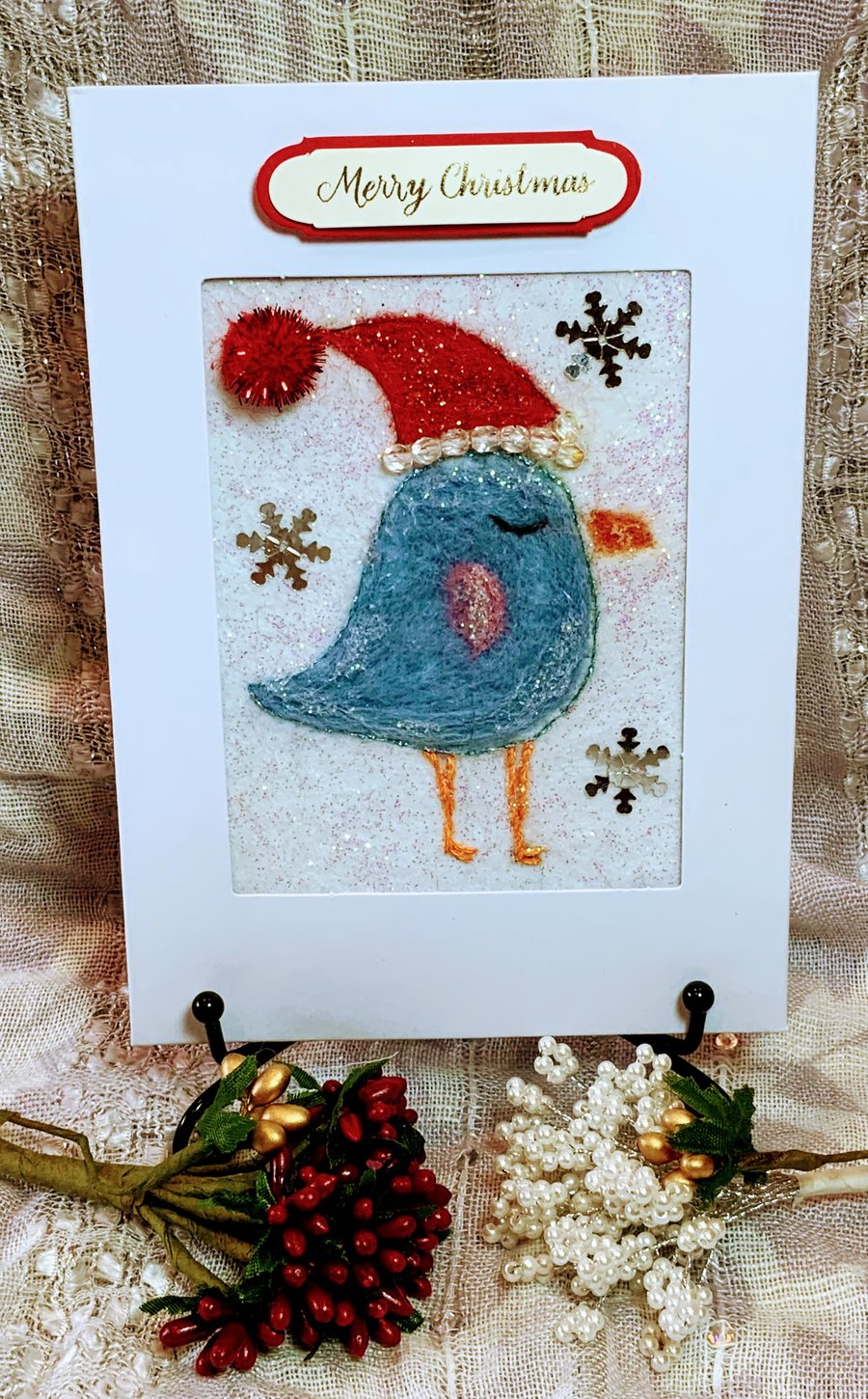 Blue Bird Christmas Card.