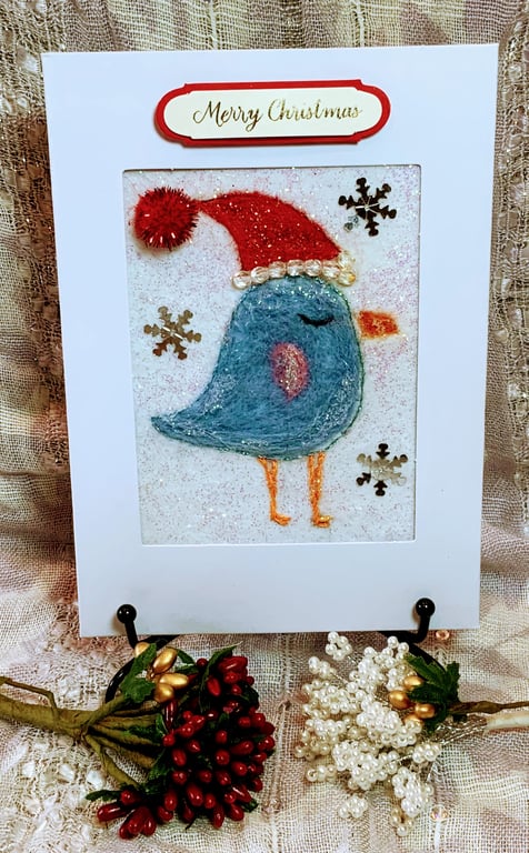 Blue Bird Christmas Card.