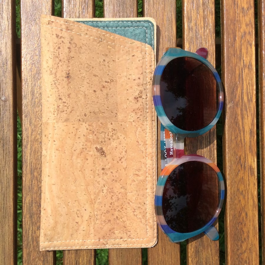 glasses case, natural cork fabric 