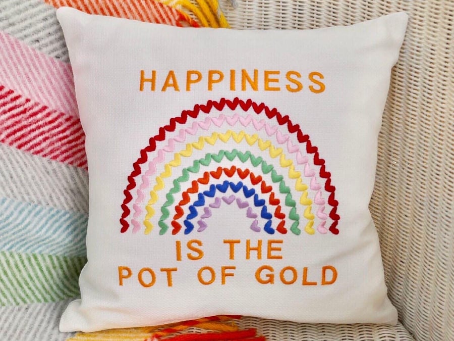 Rainbow: Embroidered Scatter Cushion 33cm