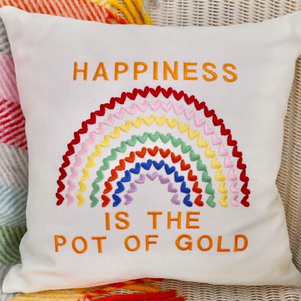 Rainbow: Embroidered Scatter Cushion 33cm