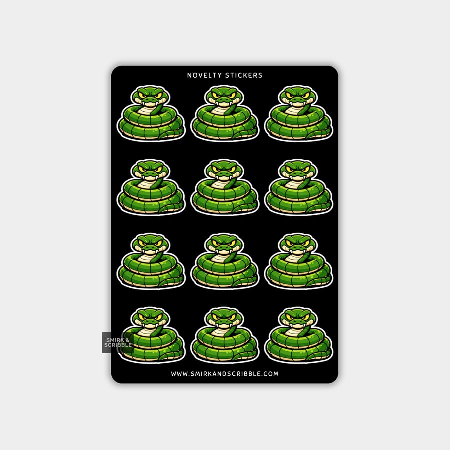 Funny Vinyl Sticker Sheet For Adults - Grumpy Snake