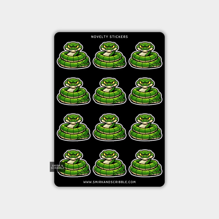 Funny Vinyl Sticker Sheet For Adults - Grumpy Snake