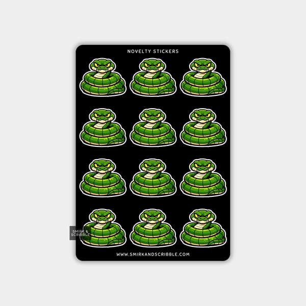 Funny Vinyl Sticker Sheet For Adults - Grumpy Snake
