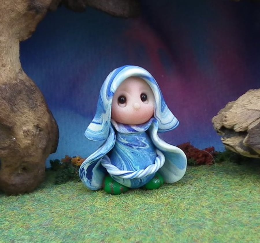 Tiny Garden Gnome 'Eno' 1.5" OOAK Sculpt by Ann Galvin