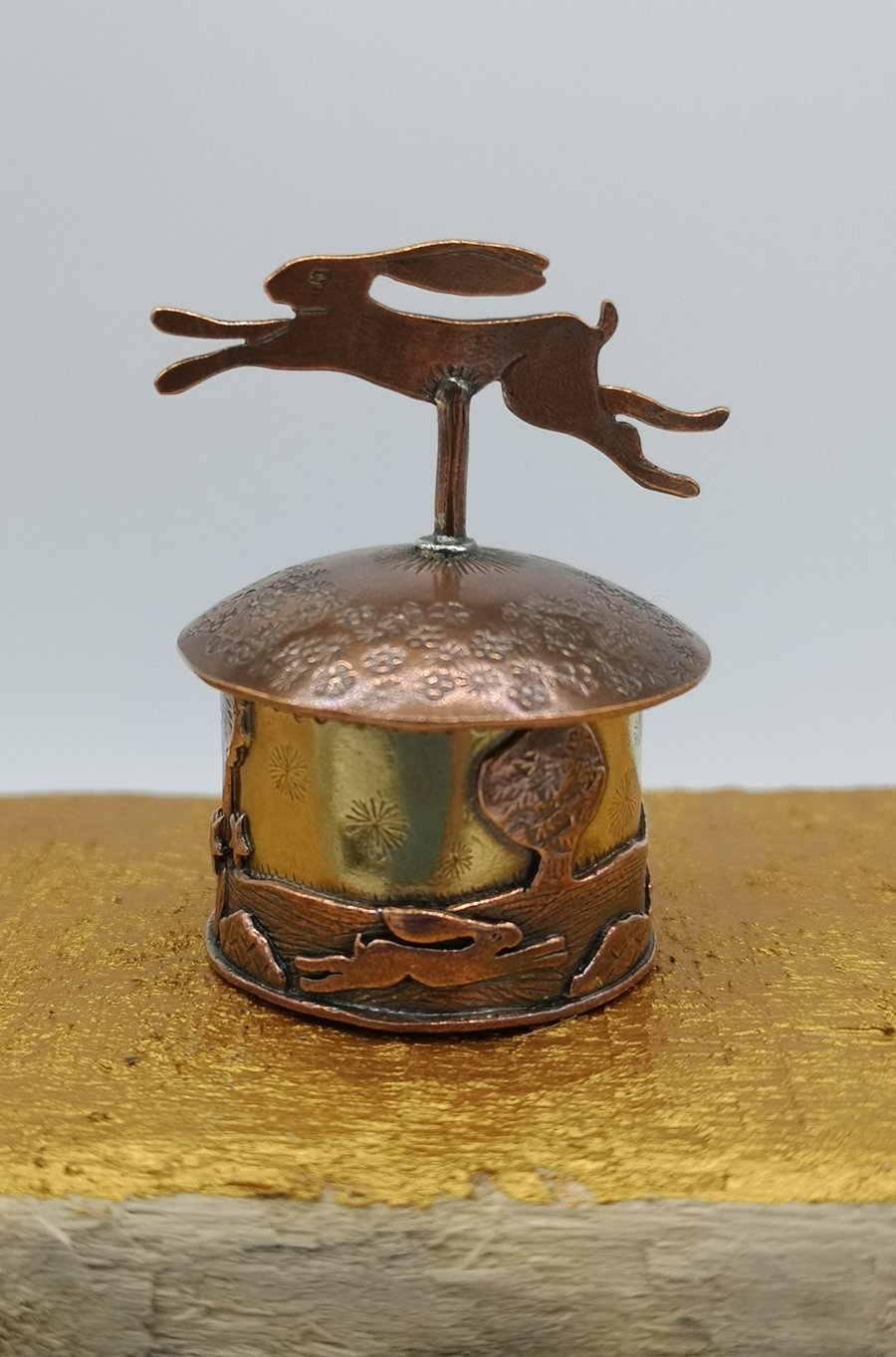 Copper and Brass Hare Box