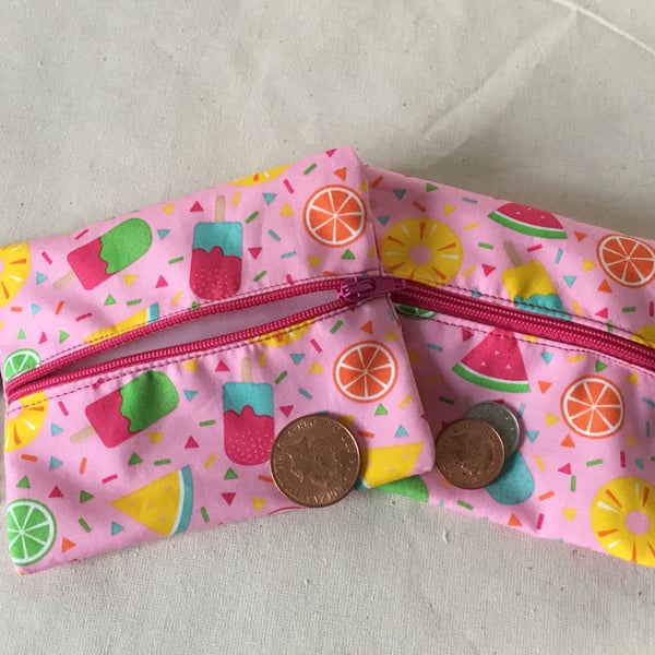 Key coin change zipper purse