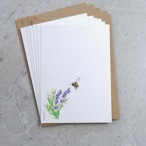 Postcards (pack of 6) Lavender Bee Eco Friendly  