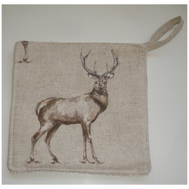 Stag Pot Holder Potholder Kitchen Grab Mat Pad Highland Glencoe Scottish Antlers