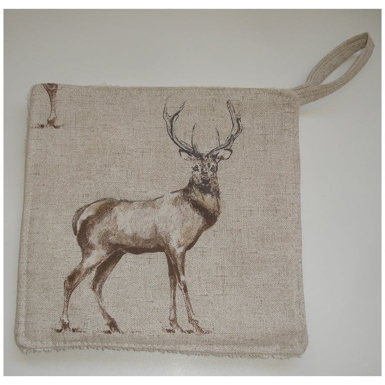 Stag Pot Holder Potholder Kitchen Grab Mat Pad Highland Glencoe Scottish Antlers