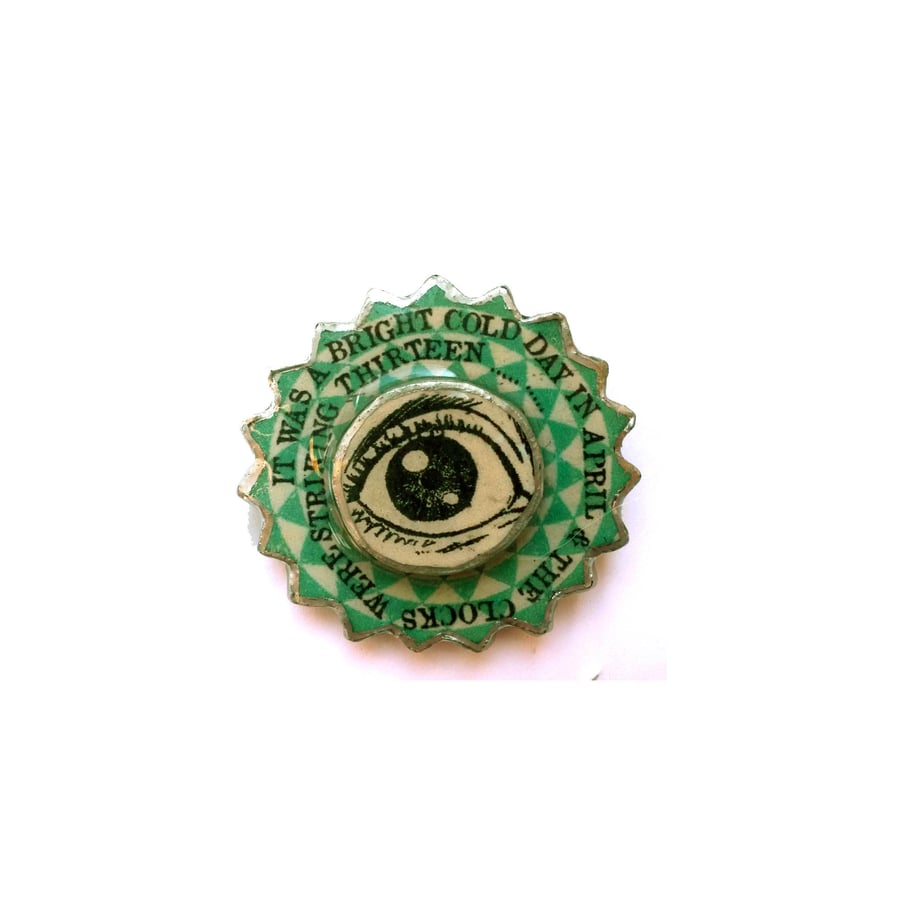 Literary Orwell 1984 Layered Eye Brooch by EllyMental