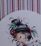 Little Girl with Penguin and Rabbit Christmas Card - Happy Christmas - Image 7