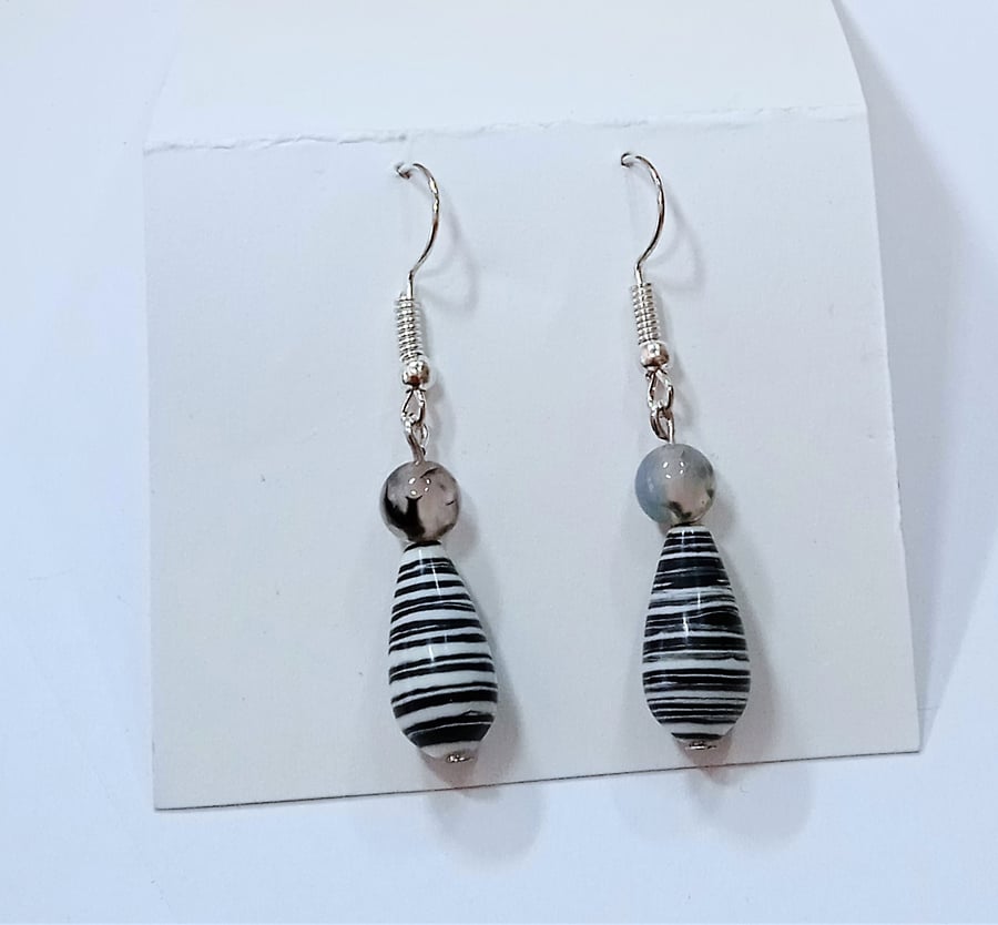 Striped Agate Gemstone Earrings (2) - UK Free Post