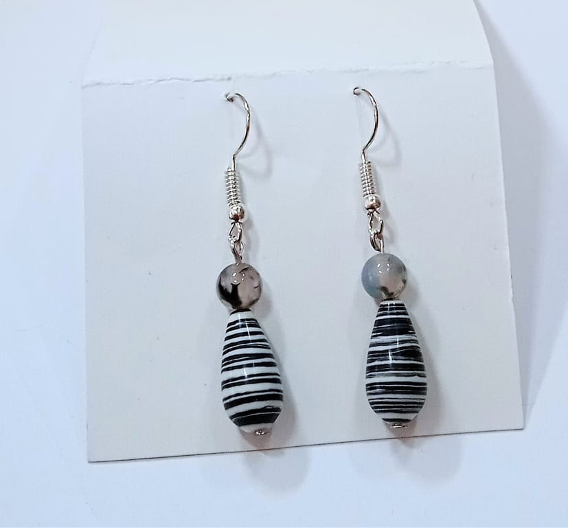 Striped Agate Gemstone Earrings (2) - UK Free Post