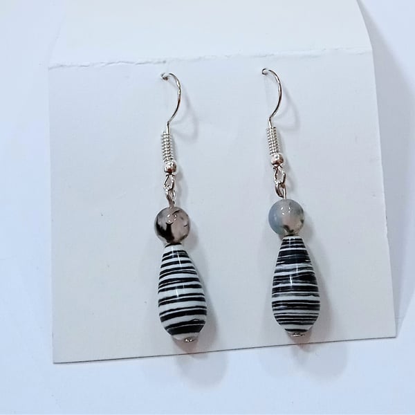 Striped Agate Gemstone Earrings (2) - UK Free Post