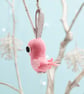 Pink bird Christmas tree decoration with pink glitter wings - Image 2