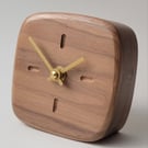 Desk Clock - American Black Walnut Dash Indicators Gold Hands