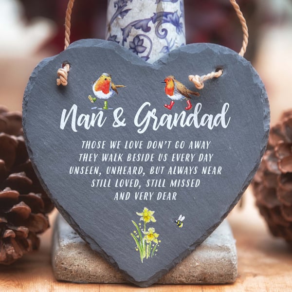 Nan & Grandad Slate Heart