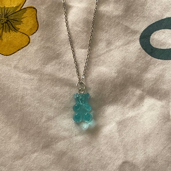 Aqua gummy bear necklace 
