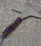 Beaded Star Christmas tree decoration, white metal star & purple beads - Image 2