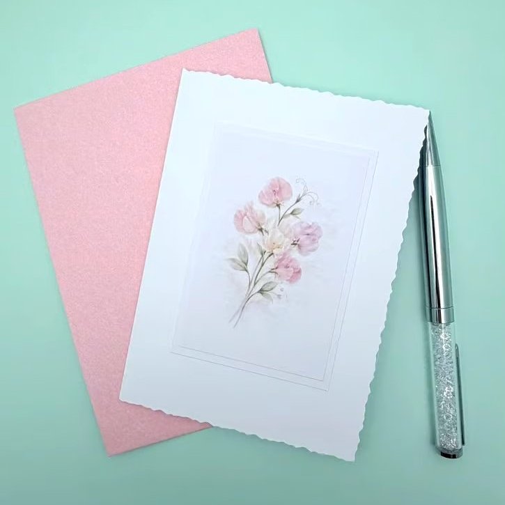 Sweet Pea A6 Blank Card - Botanical Floral Note Card