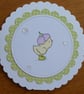 Round Easter Card - Chick with Petal Hat - Image 1