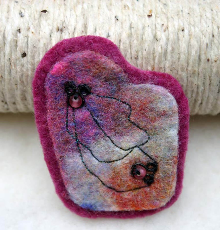Hand made felted brooch 