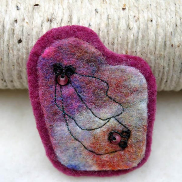 Hand made felted brooch 