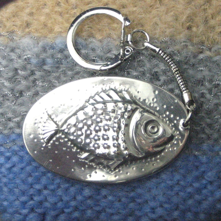Handmade Silver Pewter Fish Keyring