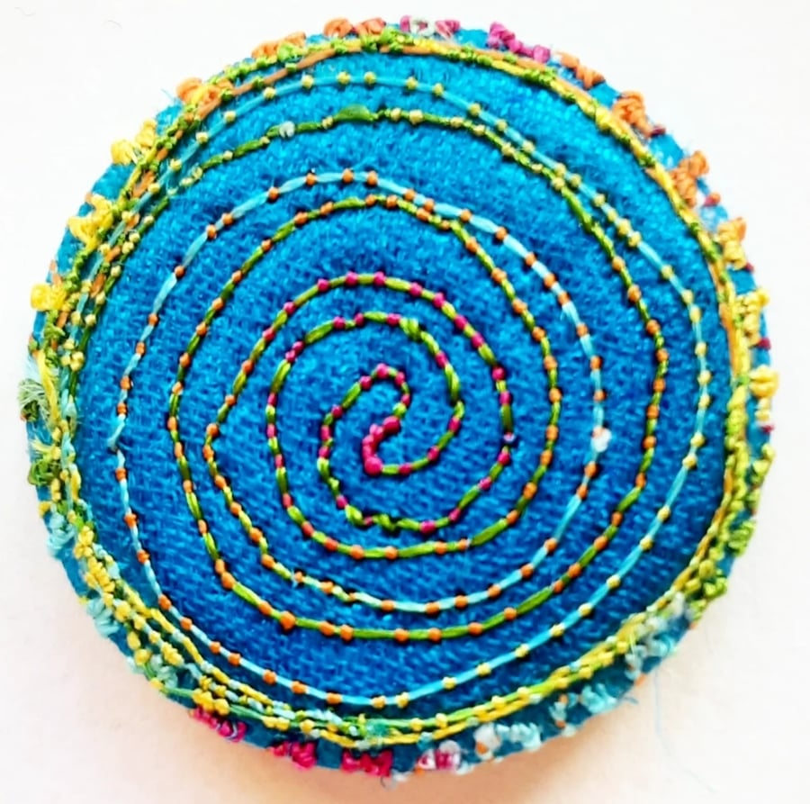 Buttons 1 inch button Hand Dyed Silks and Cottons Free Machine Embroidery Button