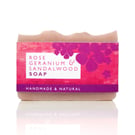 Natural soap with rose geranium, sandalwood, lavender, shea butter, coconut oil,