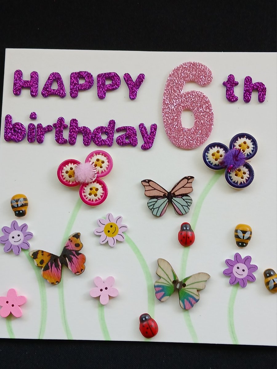 Handmade 6th birthday card 