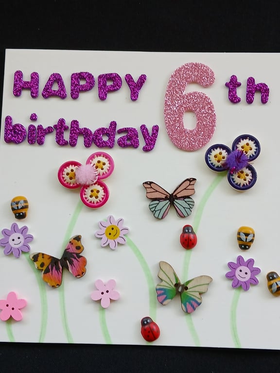 Handmade 6th birthday card 