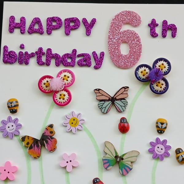 Handmade 6th birthday card 