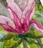 Mounted embroidered Magnolia blossom wet felted artwork, wall art.  - Image 4